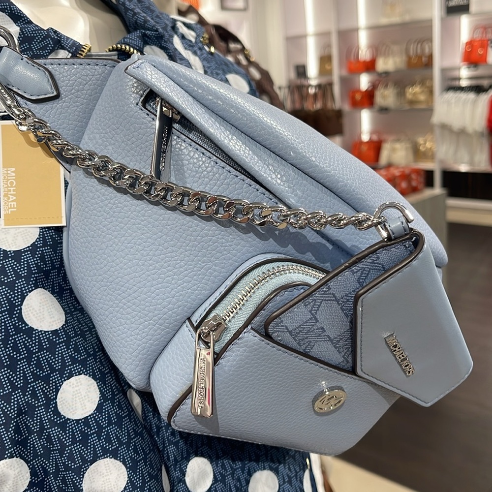 Michael Kors Maisie Lg Leather 2-in-1 Sling Pack Fanny Waist Bag Crossbody Belt - Picture 14 of 16